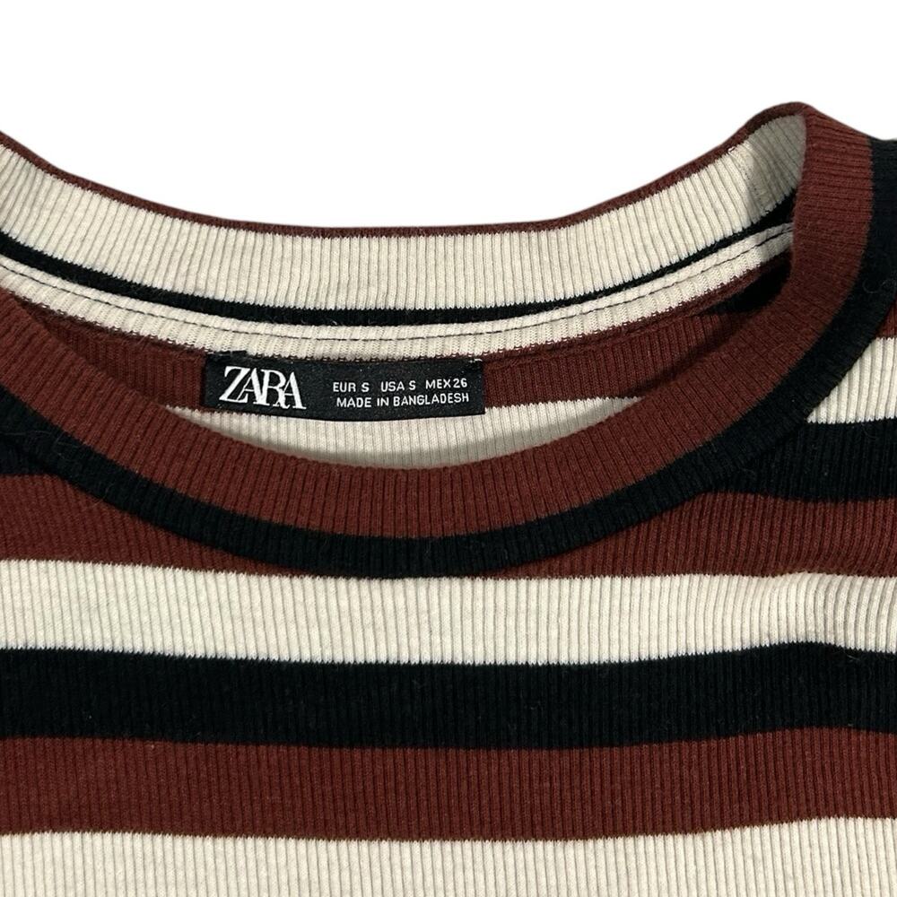 Zara Womens Sz S Red Black White Striped tee shirt Dress retro classic comfort - Picture 5 of 6